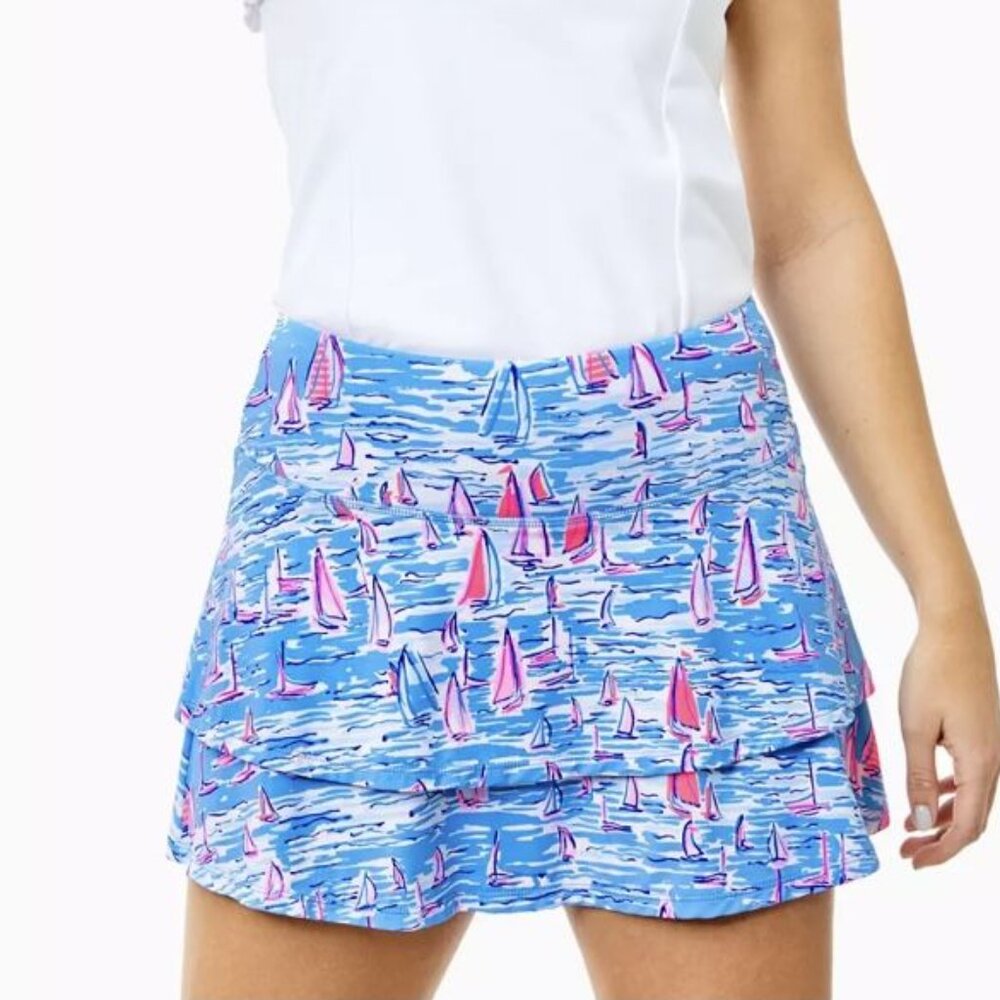Lilly Pulitzer Luxletic Skirt/Skort with built in shorts Small Boatylicious EUC
